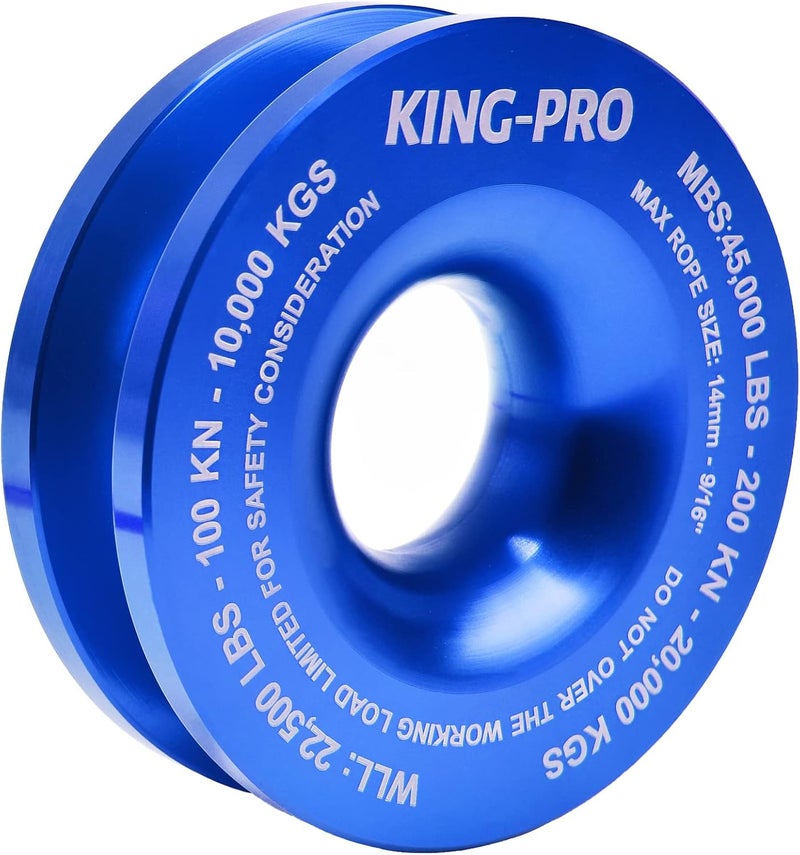 KING-PRO Snatch Recovery Ring, 45000 lbs Winch Snatch Block Pulley Towing Ring, for ATV UTV SUV Truck Off-Road Vehicle Towing Soft Shackle Recovery（Blue） - Image 1